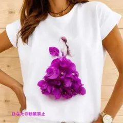 フラガール×パープルフラワーTシャツ・XL☆フラダンス ハワイアン☆紫花 2Lのサムネイル