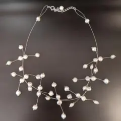 淡水パール ネックレス 透明ワイヤー 枝モチーフのサムネイル