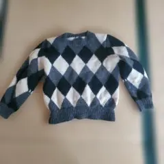 ダイヤモンドパターン ニットセーター 長袖