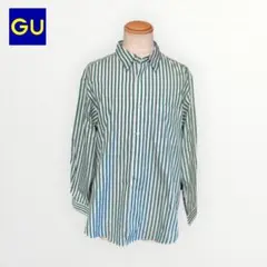 GU✨️ストライプシャツ グリーン 長袖
