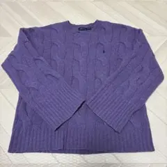 ポロ・ラルフローレン パープル ケーブルニット セーター S カシミヤ混