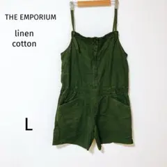 THE EMPORIUM サロペット　オーバーオール　オールインワン L