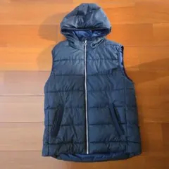 ZARA メンズ フード付きベスト ネイビー XLサイズ