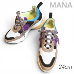 【極美品】MANA ダッドスニーカー 厚底 マルチカラー 大人気 38 24cmのサムネイル