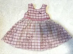 メゾピアノ　くま柄チェックチュールワンピース