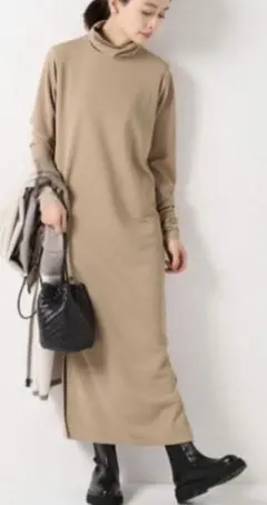 イエナ★ベージュ タートルネック ロングワンピース