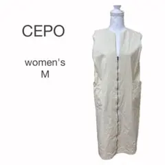 CEPO ジレ ロングベスト ノースリーブ ワンピース M オフホワイト