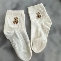Polo baby ベビー靴下 くま 刺繍 ホワイト