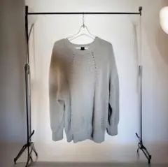 【美品】SHAREEF グレージュ デザインラグラン綿100% ニットセーターのサムネイル