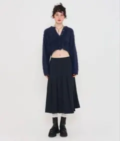 TINA:JOJUN シャギー ニットカーディガン ネイビー
