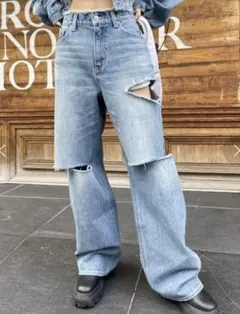 EVRIS カットデザイン ハイウエストデニムパンツのサムネイル