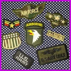 【８枚♫】 アーミー アイロン ワッペン 鷹 星 スター  刺繍 リメイク 迷彩