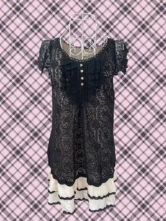 y2k axes femme ドット レース チュニック ワンピ ウィッシュコア