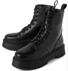 grl ブラック 厚底レースアップシューズ 24cm