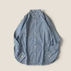 無印良品 ボタンダウンシャツ パッチポケット ギンガムチェック コットン ブルー