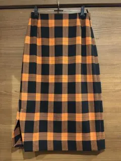 GEORGES RECH ジョルジュレッシュ　スカート　チェック　オレンジ　M