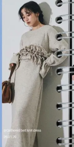 【人気即完商品】ANDREA&COロングニットワンピース（グレーベージュ）