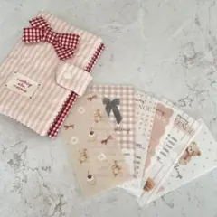 [お得なリフィル付セット] A6バインダー&バインダーカバー　ピンクリボン