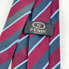 シ*リ様 フェンディ FENDI ROMA ネクタイ ストライプ ボルドー系 細のサムネイル