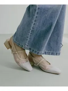 グローバルワーク らくっションチュールパンプス M アイボリー