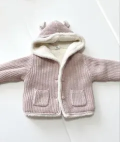 3-6m 裏ボアくまさんセーターカーディガン（ピンク）BabyGAP