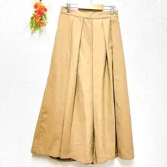 ガウチョパンツ【S】フレアパンツ ベージュ 美品 バックウエストゴム ロング