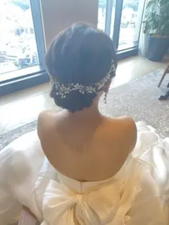 小枝 リーフ ビジュー パール ヘッドドレス