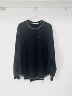 ロンT 黒　長袖Tシャツ　胸ポケットのサムネイル