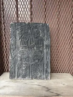 アジアン 木彫り レリーフ 壁掛 インド 神像 寺院風 アンティーク調