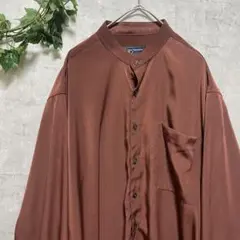 メンズ ボルドー スタンドカラー 刺繍 シャツのサムネイル