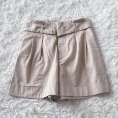 7729 GU ショートパンツ タック ベルト付き シンプル ボトム カジュアル