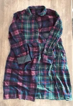 新品 タグなし POU DOU DOU 長袖チェックシャツ ワンピース M