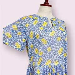 vintageヴィンテージワンピース花柄プリーツ切替70s昭和レトロ日本国産古着