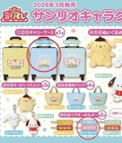 サンリオキャラクターズ当りくじ　シナモロールキャリーケース・ペアキーホルダー