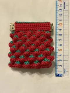 ハンドメイド いちご がま口 ポーチ