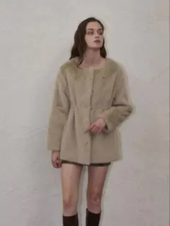 ノートルエモア wave silhouette fluffy coat - メルカリ