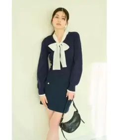 snidel シアーボウタイニットプルオーバー