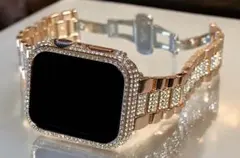 B8☆Apple Watch ステンレスベルト　ジュエルバンド　保護カバー