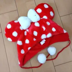 ディズニー ファンキャップ　ミニー　水玉　ドット　赤