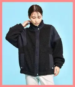 ☆アディダス☆超美品レア♪完売刺繍ロゴナイロンコンビプードルボアブルゾン黒☆