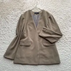 インディヴィ ノーカラージャケット ストレッチ 近年モデル 大きいサイズ13号