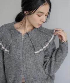 [LOWRYSFARM]フリルZIPカーディガン