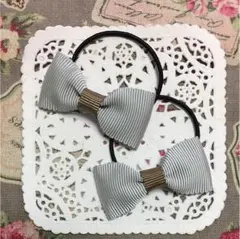 グログランリボン ヘアゴム  ♡グレージュ♡