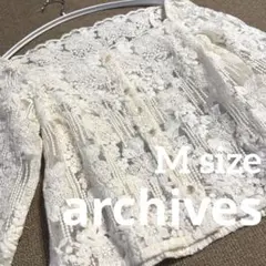 archives ホワイトレース 花柄 長袖ブラウス シアー感 抜け感 M