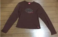 M 美品 長袖カットソー　Dickies girl ディッキーズ　綿　ブラウンのサムネイル