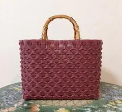 PPバンドバック、プラカゴ、かごバック、エコバッグ、ワインレッド