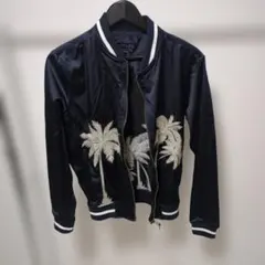 ZARA ネイビー MA-1ジャケット ブルゾン パームツリー刺繍