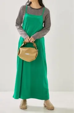 【FREAK'S STORE】お値下げあり！カラーベロアロングワンピ　緑