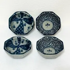 【 有田焼 染付 八角小鉢 4個 美品 】