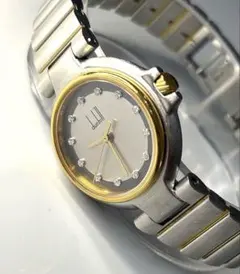 新品電池】dunhill ダンヒル クォーツ 12P ダイヤ レディース腕時計